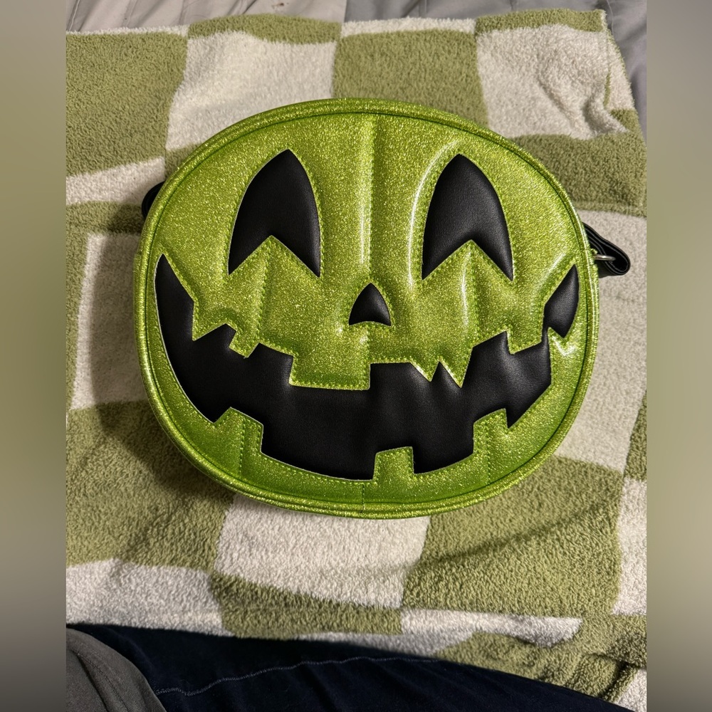 Green Glitter Love Pain & Stitches Pumpkin Purse